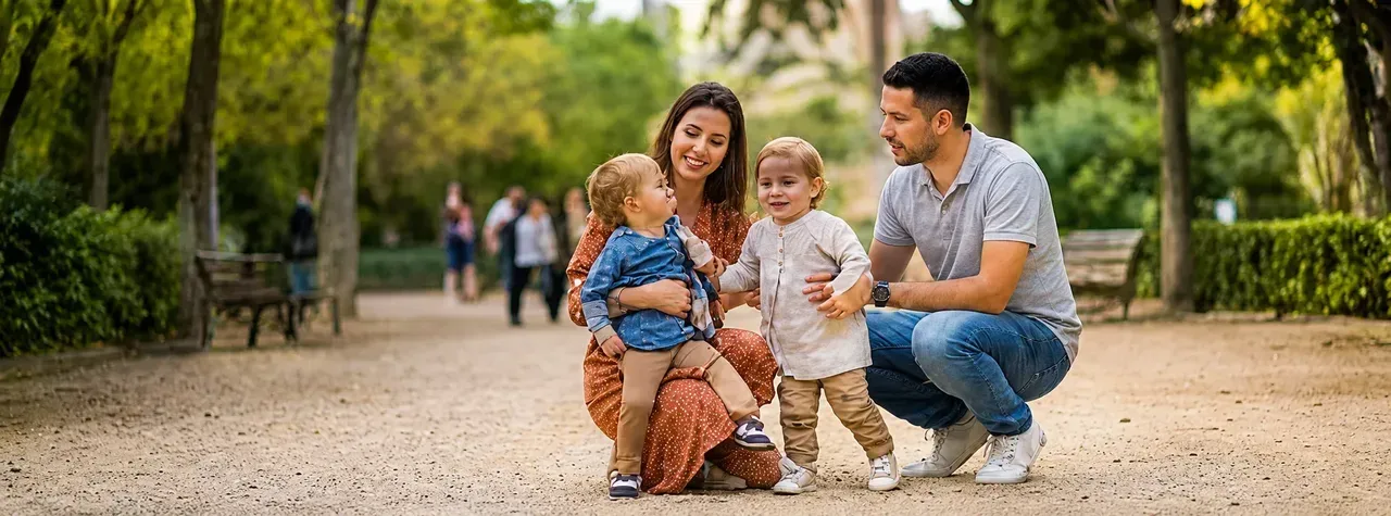 Family enjoying Barcelona with kids